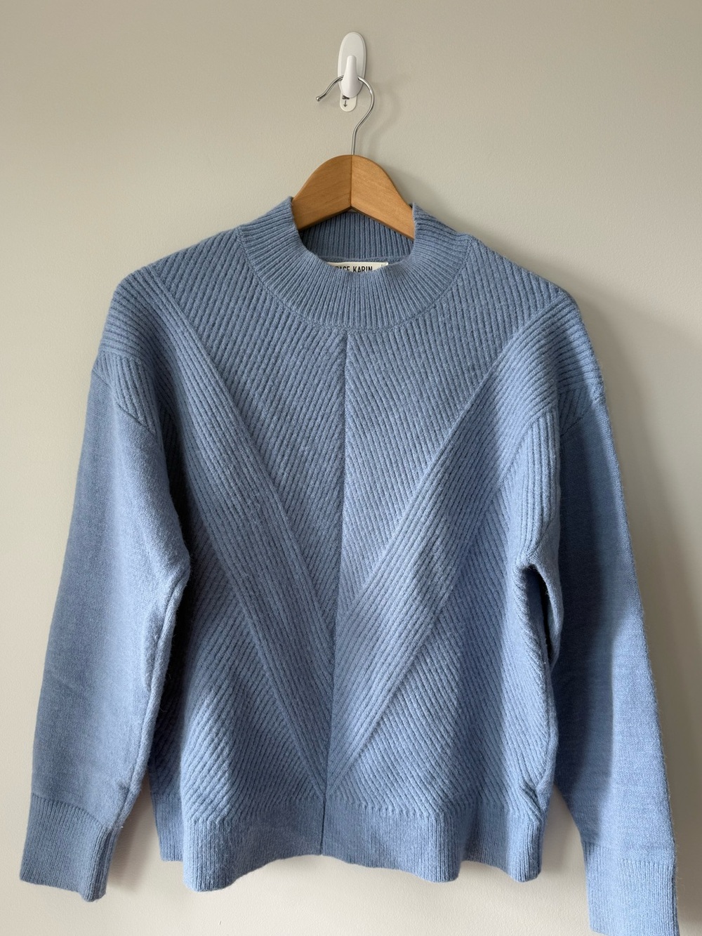 Grace Karin Light Blue Chevron Knit Crewneck Sweater - Men